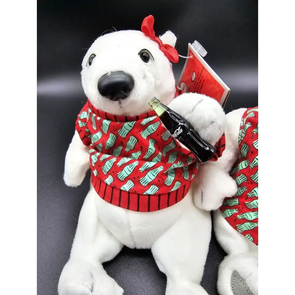 Lot Of 5 Vintage Coca Cola Beanie Plush Polar Bear Seal Penguin Drinking‎ Coke